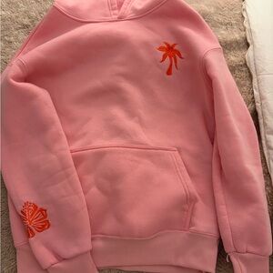 Pink Hoodie with Orange Embroidery